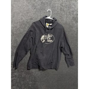 Bass Pro Shops Hoodie Mens XL Black Graphic Pullover Sweatshirt Faded Logo